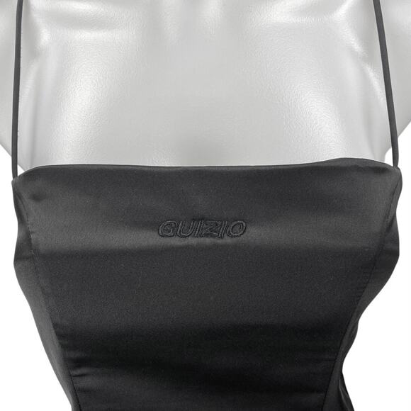 Guizio Black Silk Satin Sleeveless Cami Camisole Tank Mini Bodycon Dress Size S - Picture 3 of 5